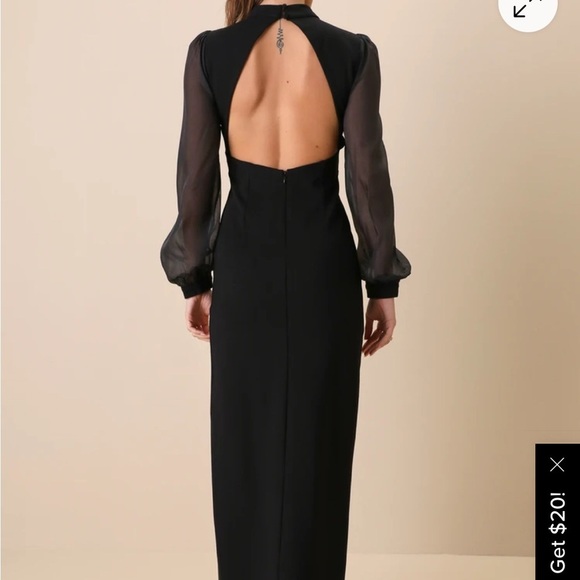 Lulus Dresses & Skirts - Lulus Seeking Sophistication Black Backless Balloon
Sheer Sleeve Maxi Dress, XL